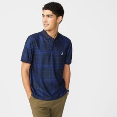 SUSTAINABLY CRAFTED NAVTECH PLAID POLO,Navy,large