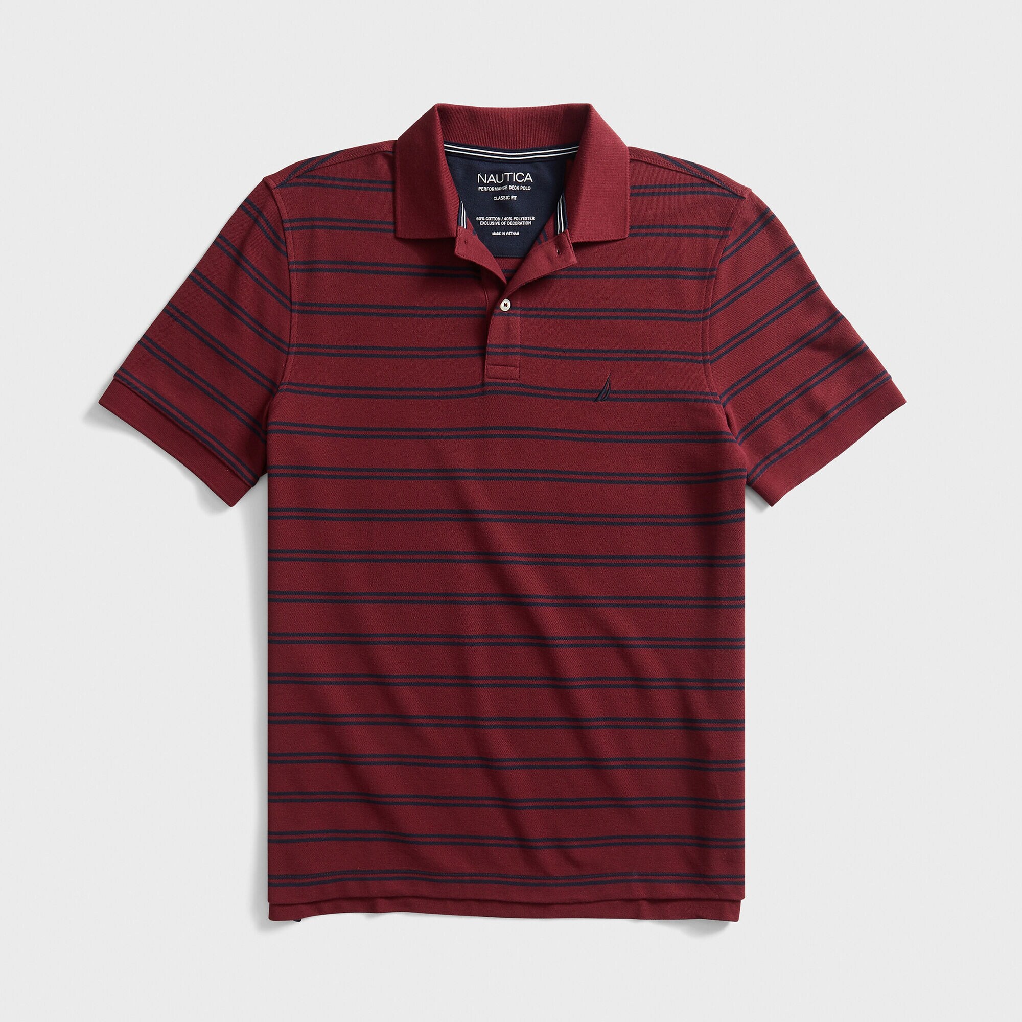 CLASSIC FIT STRIPED DECK POLO,Zinfandel,large
