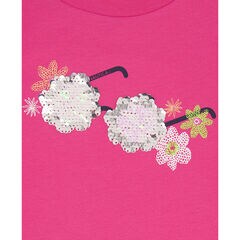 LITTLE GIRLS' FLOWER SUNGLASSES T-SHIRT (4-7),Tugboat Red,large