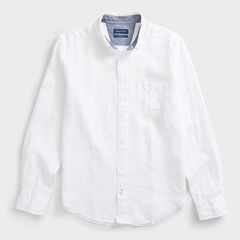 SOLID LINEN SHIRT,Bright White,large