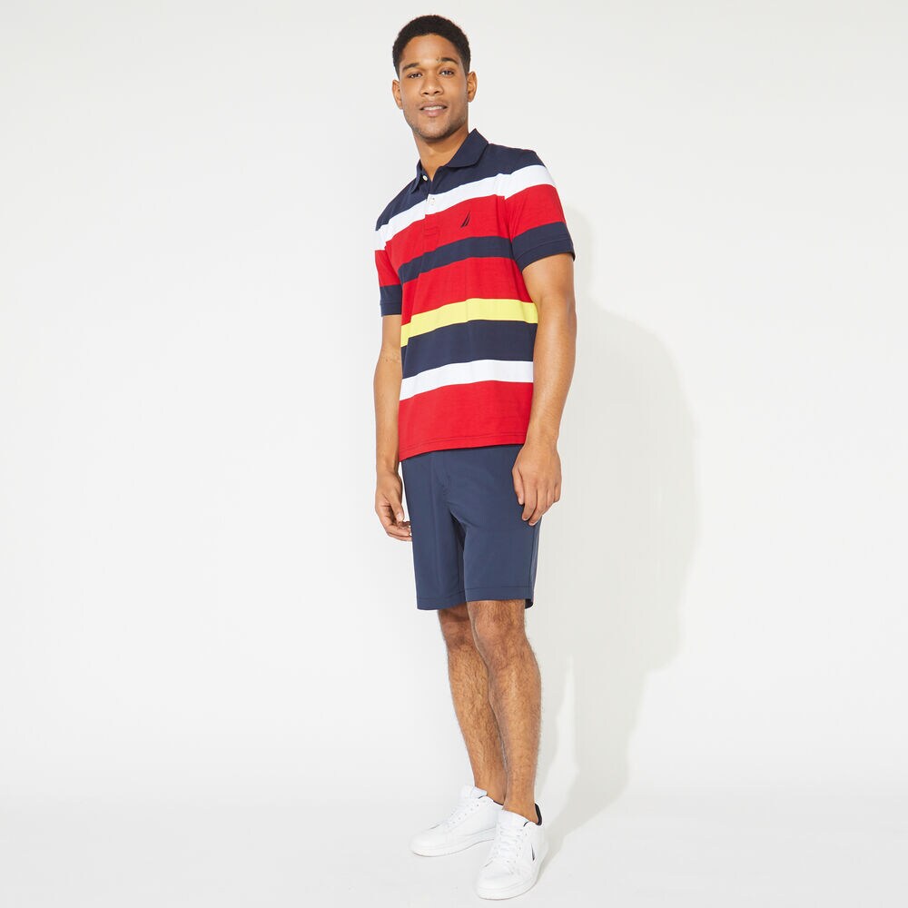 BIG & TALL CLASSIC FIT STRIPED POLO,Navy,large