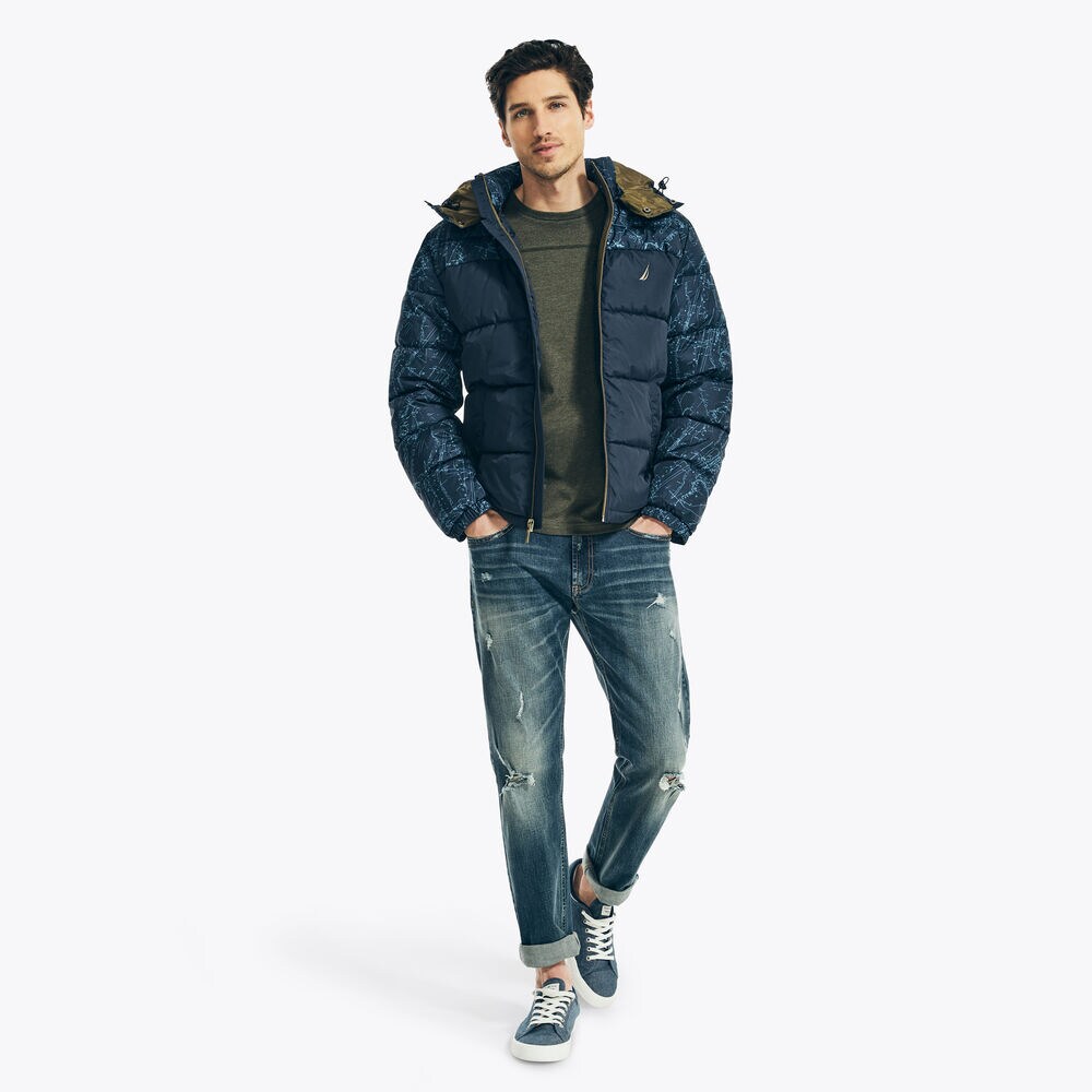 COLORBLOCK TEMPASPHERE PUFFER,Navy,large