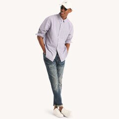 Plaid Oxford Shirt,Bright White,large