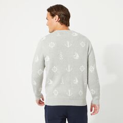 MARITIME PRINT JACQUARD SWEATER,Grey Heather,large