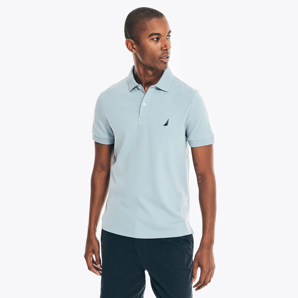 SLIM FIT INTERLOCK POLO,Noon Blue,large