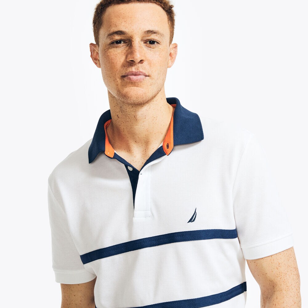 CLASSIC FIT CHEST-STRIPE POLO,Bright White,large