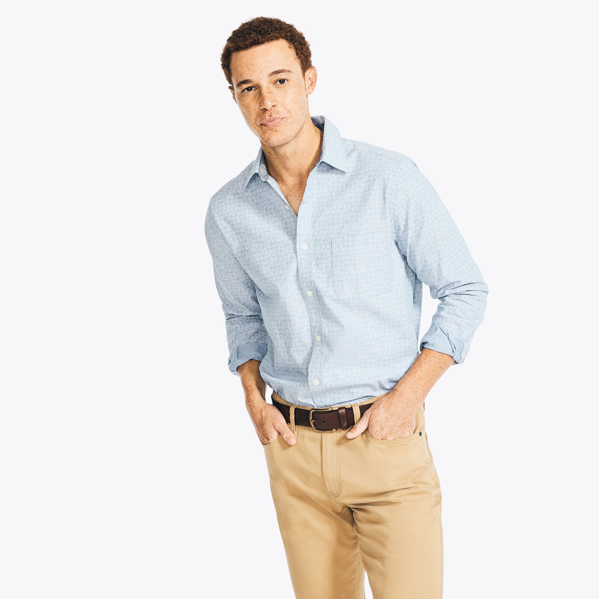 FLORAL PRINT SHIRT,Estate Blue,large