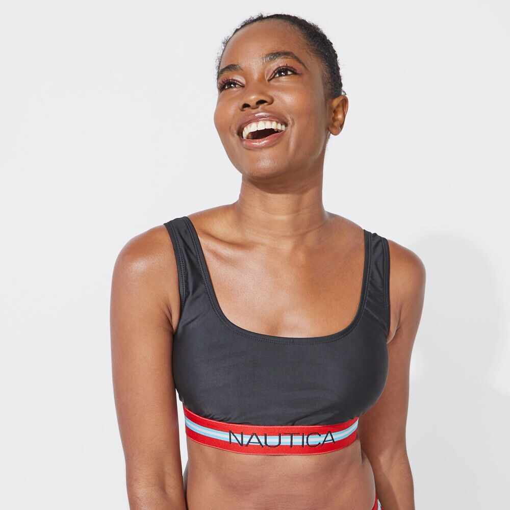 LOGO BAND BIKINI TOP,True Black,large