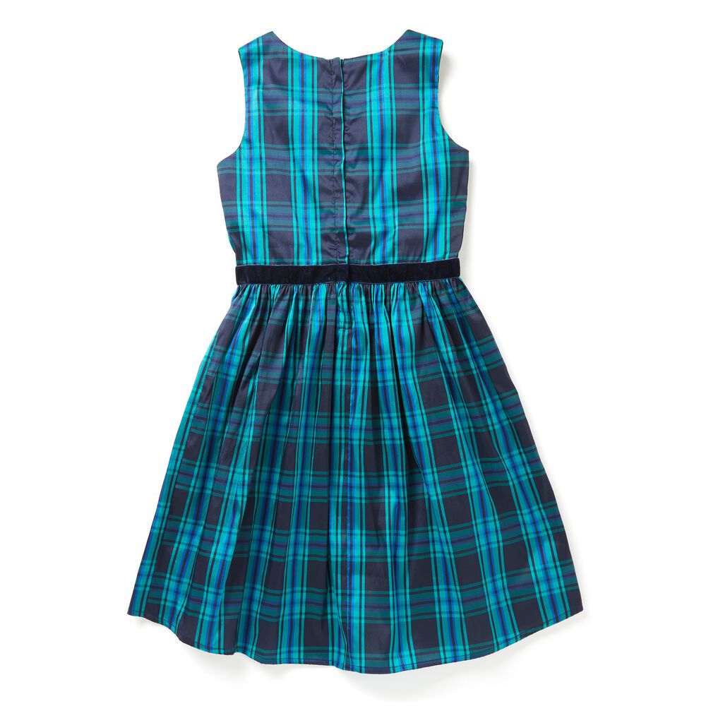 Little Girls' Plaid Taffeta Dress (4-7),Forest Green,large