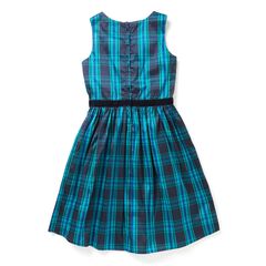 Little Girls' Plaid Taffeta Dress (4-7),Forest Green,large