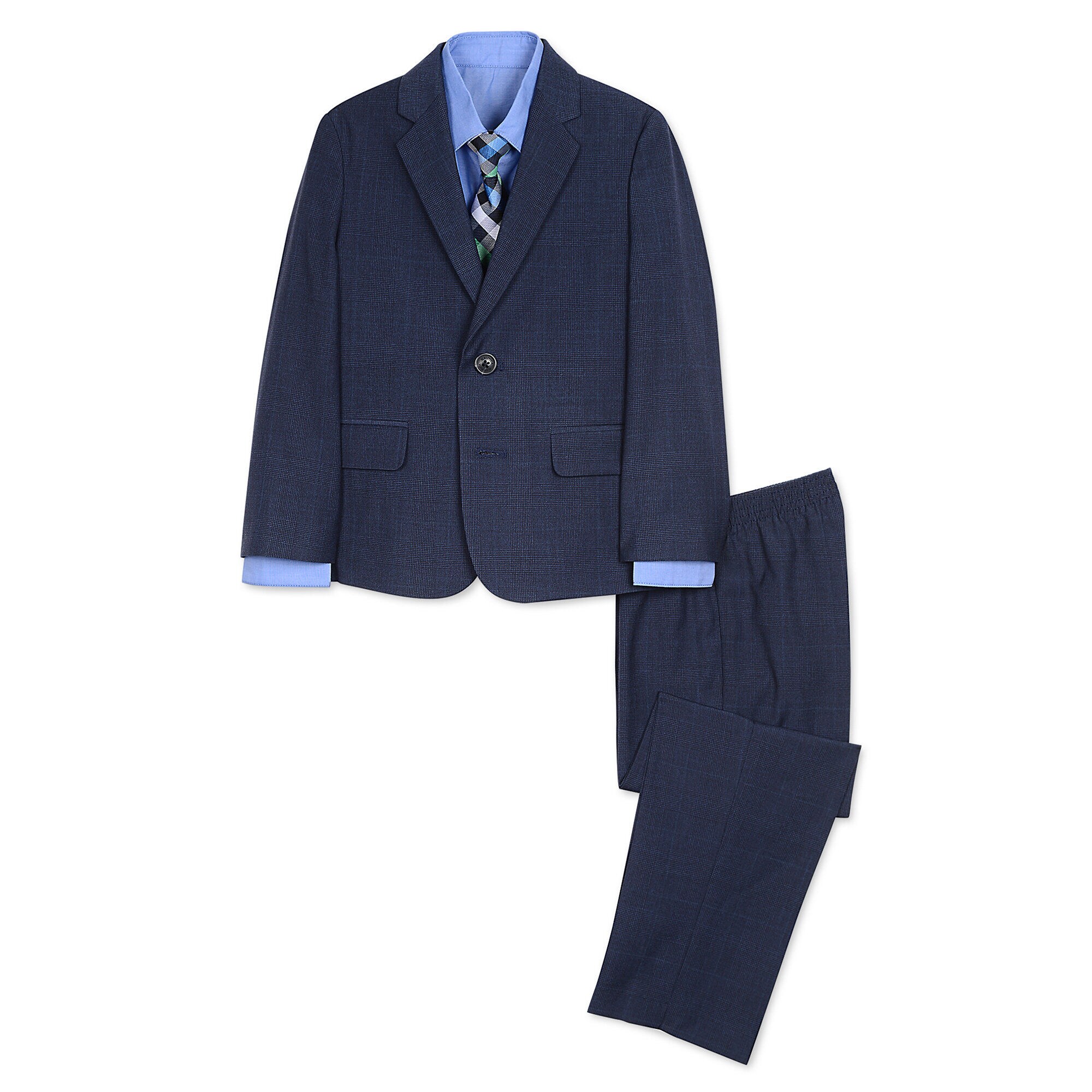 Little Boys' Glen Plaid Suit Set (4-7),Ballard Blue,large