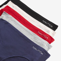 LOGO PRINTED HIPSTER BRIEFS, 5-PACK,Nautica Red,large