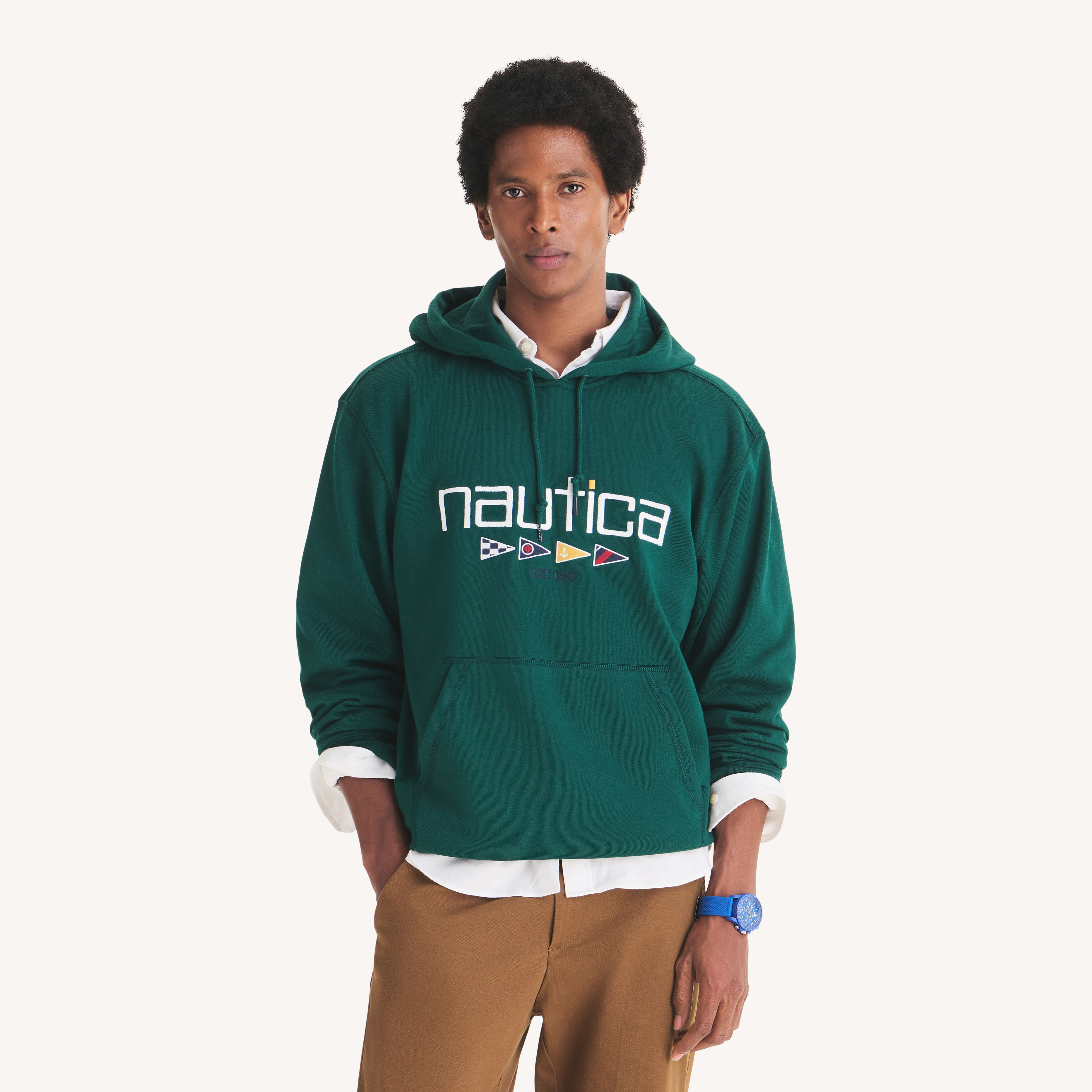 NAUTICA リバーシブルフーディー Relaxed Fit Embroidered Fleece Hoodie | Nautica