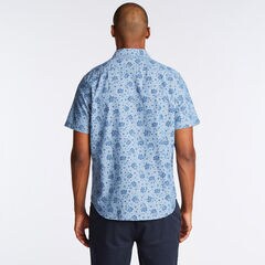 CLASSIC FIT SHORT SLEEVE CHAMBRAY SHIRT IN FLORAL,Riviera Blue,large