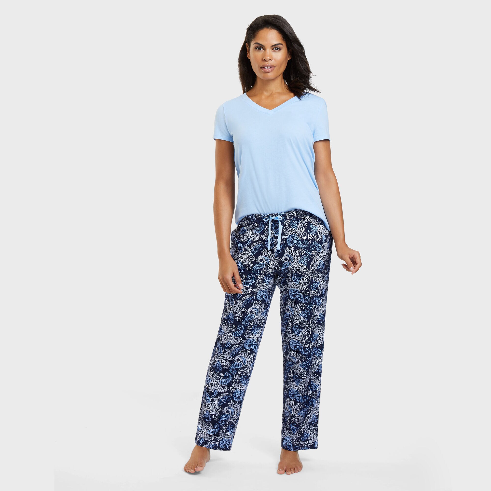 Paisley Pajama Set,Navy,large