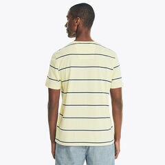 SUSTAINABLY CRAFTED STRIPED T-SHIRT,Light Gold,large