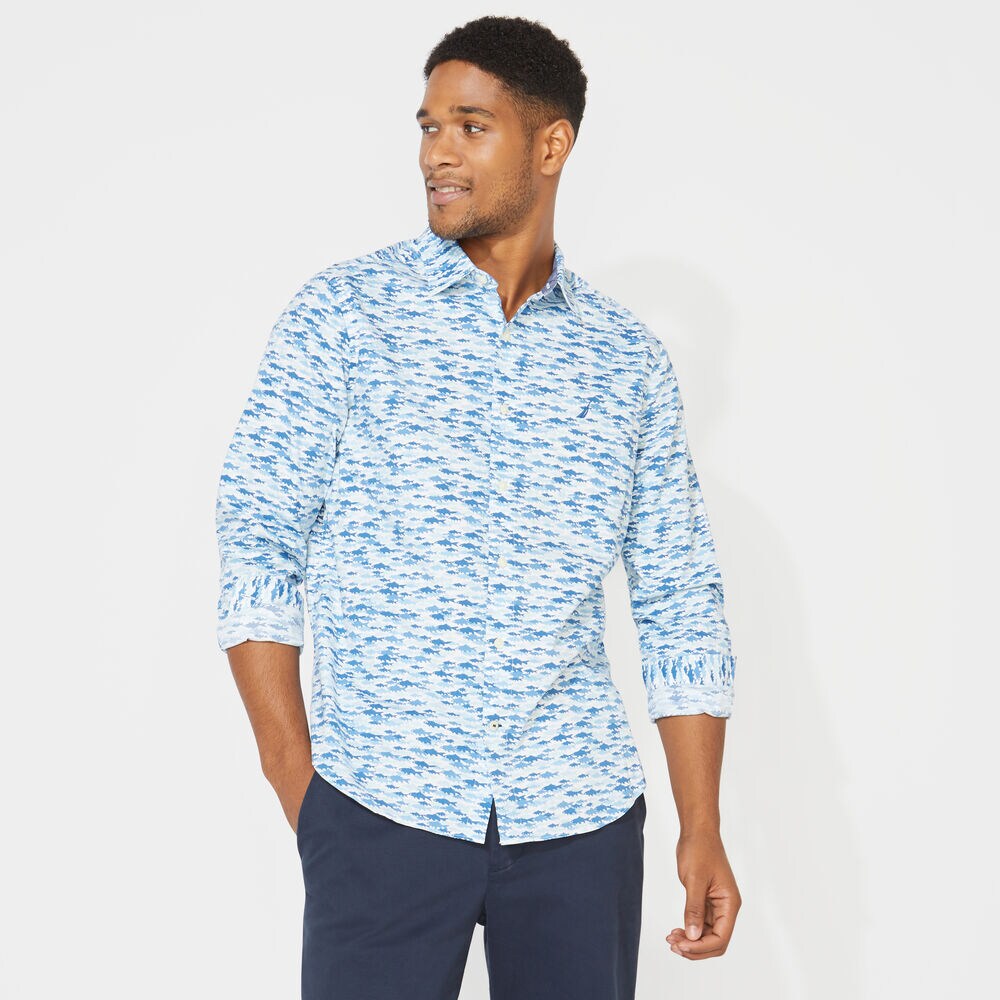 FISH PRINT SHIRT,Clear Sky Blue,large