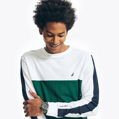 BIG & TALL NAVTECH COLORBLOCK LONG-SLEEVE T-SHIRT,Navy,large