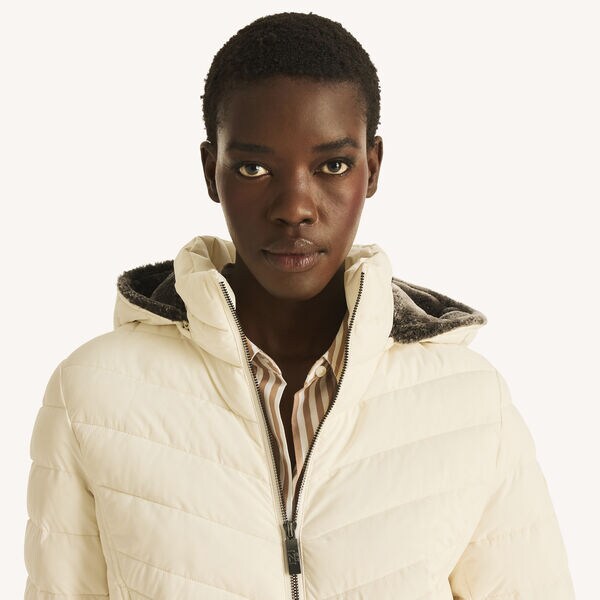 Hooded Puffer Jacket With Faux Fur Trim