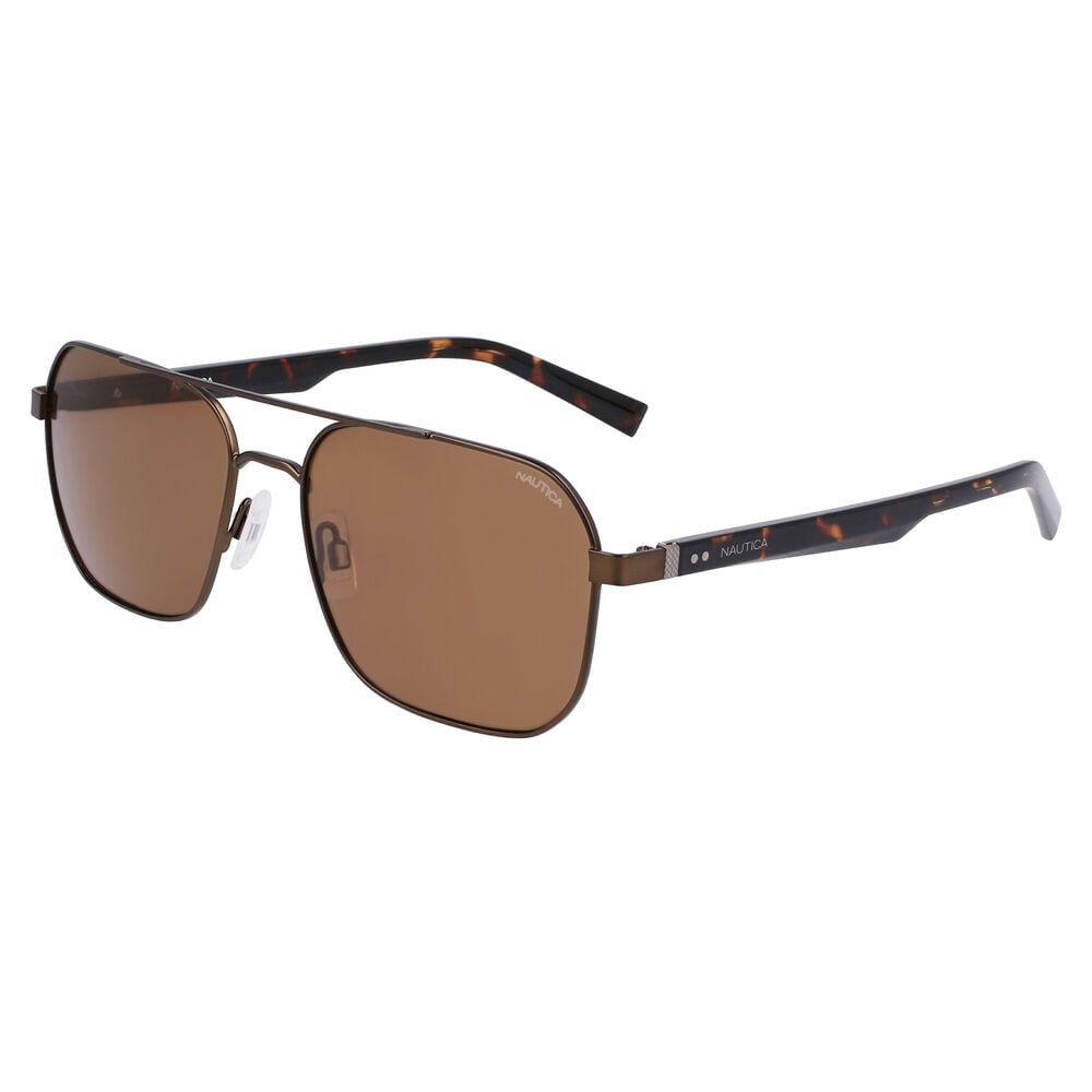 STYLE CAPTAIN NAVIGATOR SQUARE SUNGLASSES,Dark Brown,large