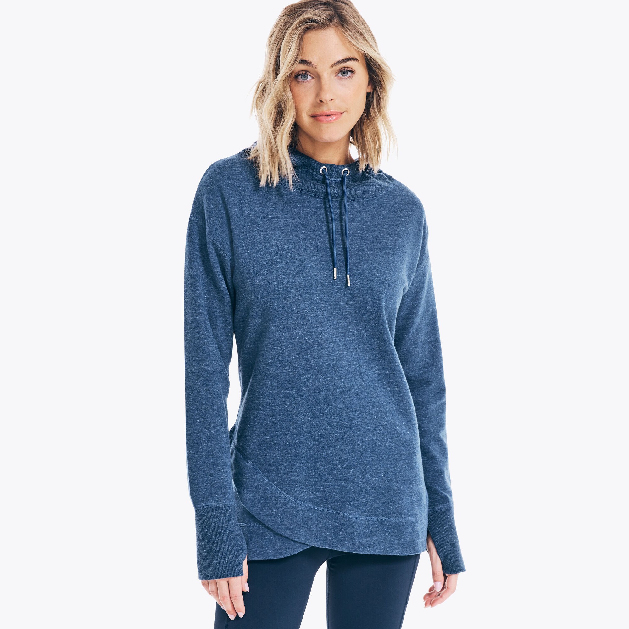 CROSSOVER-HEM PULLOVER HOODIE,Surf Water Wash,large