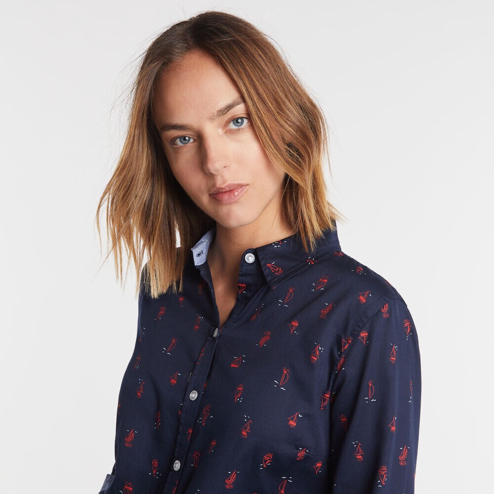 SAILBOAT SKETCH PRINT PERFECT SHIRT,Stellar Blue Heather,large