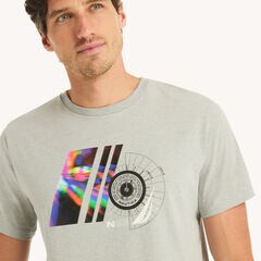 Rainbow Wave Graphic T-Shirt,Grey Heather,large