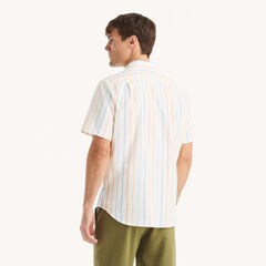 Striped Short-Sleeve Shirt,Sail White,large