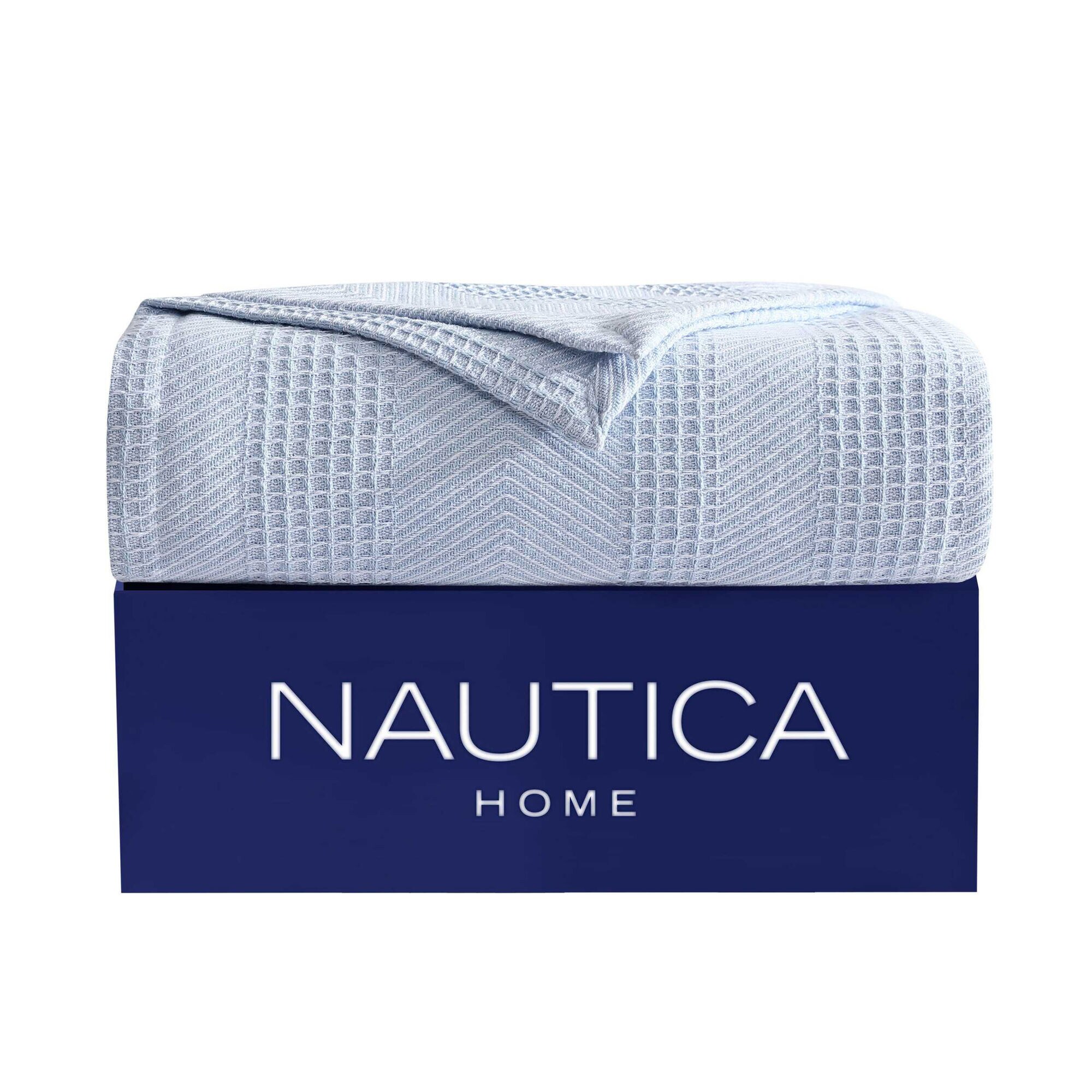 Chevron Blue King Blanket,Sea Mist,large