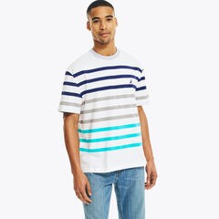 RELAXED FIT STRIPED T-SHIRT,Bright White,large