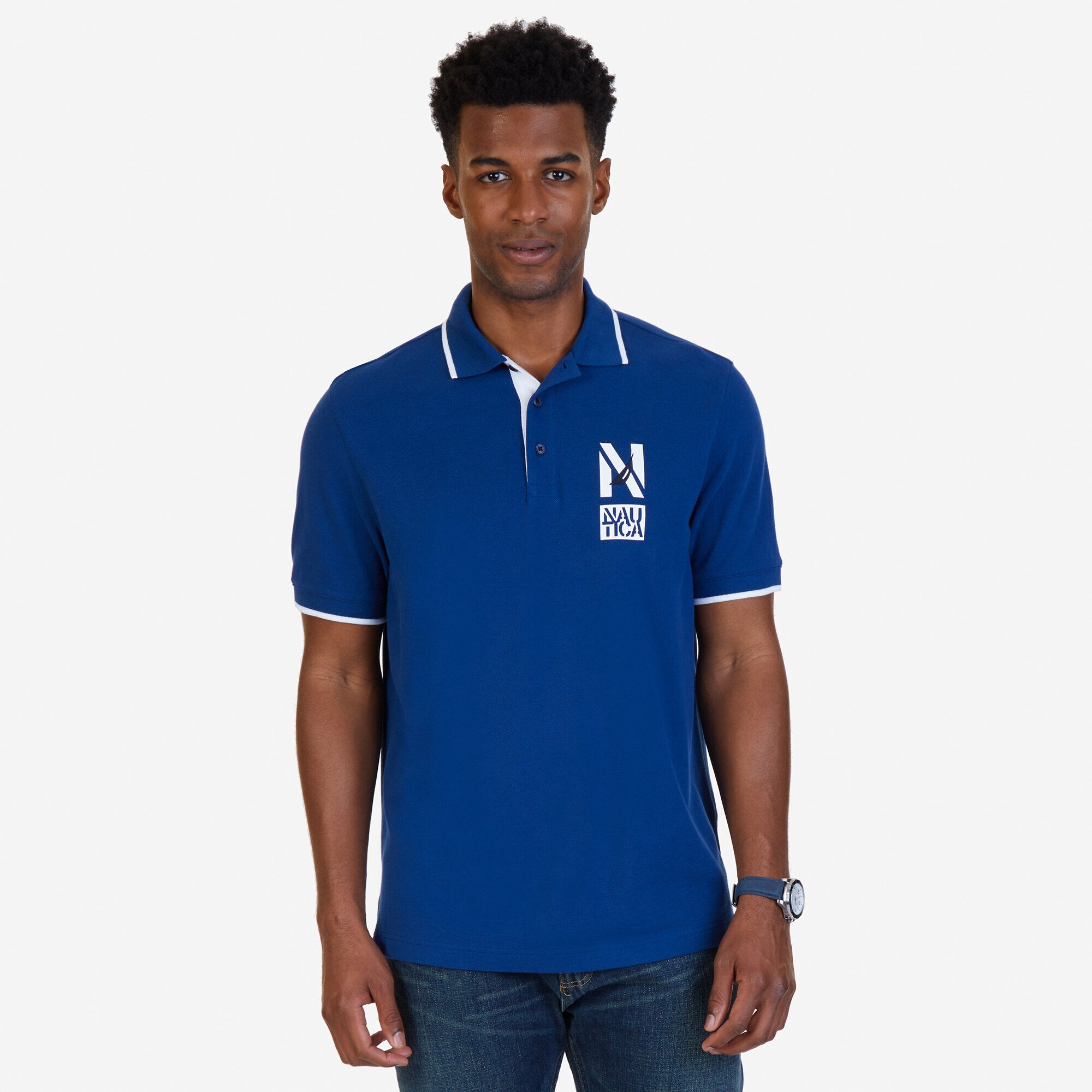 Classic Fit Signature Polo Shirt,Estate Blue,large