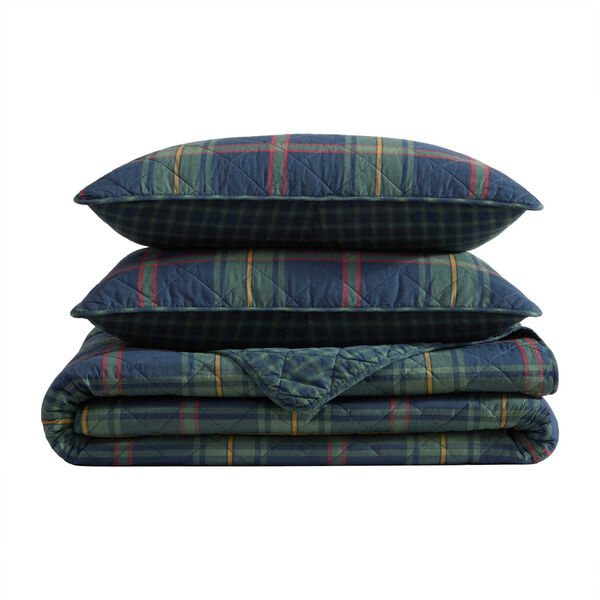 Preston Blue Plaid King Quilt Set