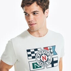 NAUTICA JEANS CO. FLAG GRAPHIC T-SHIRT,Oatmeal Heather,large