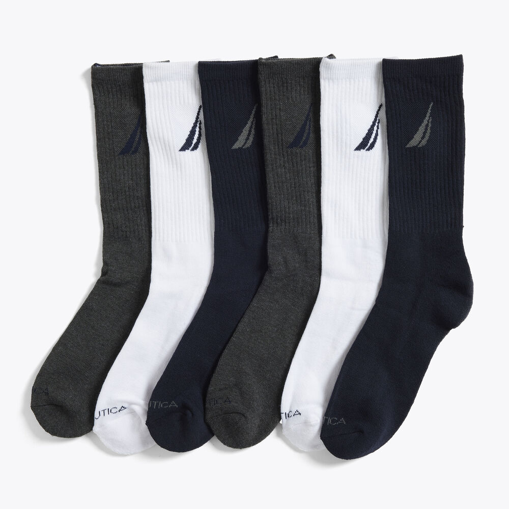 ATHLETIC CORE CREW SOCKS, 5-PACK,True Quarry,large
