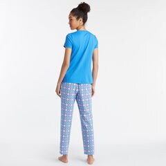 SHORT SLEEVE PAJAMA SET IN SEA MOSIAC PRINT,Federal Blue,large
