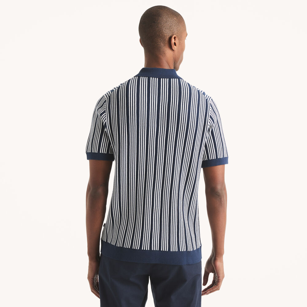 Striped Sweater Polo,Lapis Blue,large