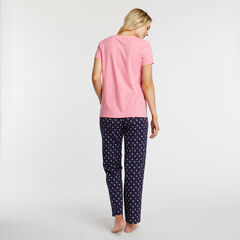 Pajama Set in Flamingo Print,Navy,large