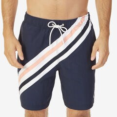Quick-Dry Striped Swim Trunks,Navy,large
