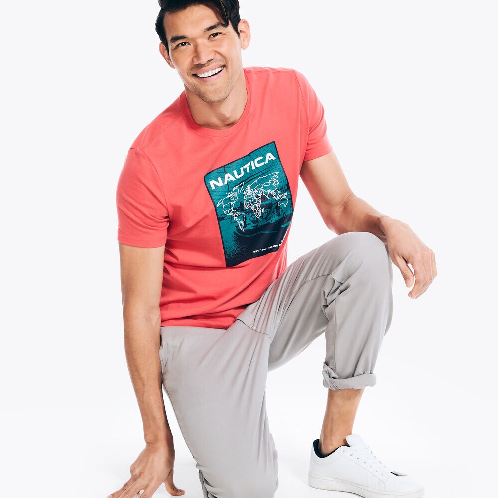 Big & Tall Sustainably Crafted Sailing Division Graphic T-Shirt,Dark Coral Cape,large