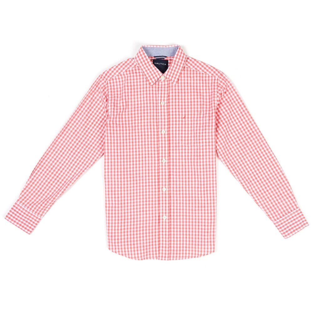 Toddler Boys' Stretch Gingham Long Sleeve Button Down (2T-4T),Reckoning Red,large