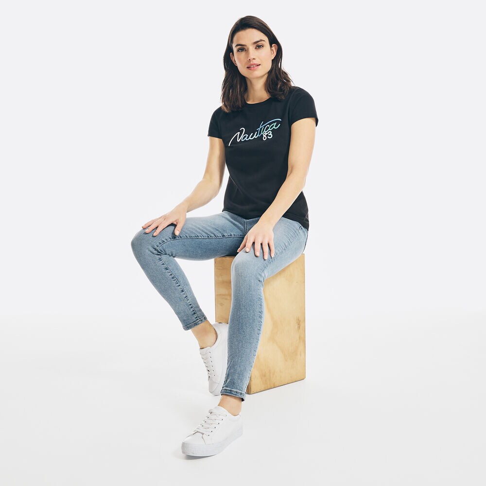 EMBROIDERED LOGO T-SHIRT,True Black,large