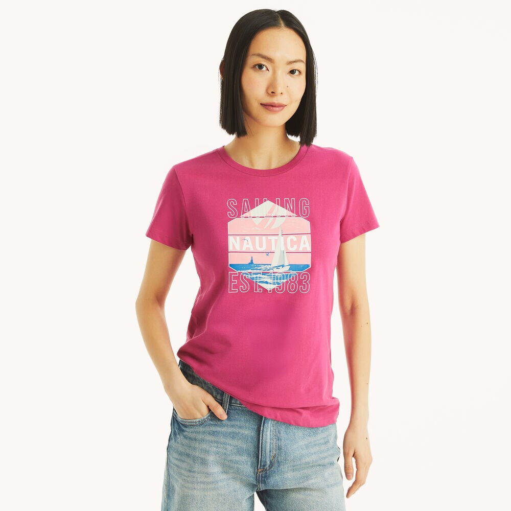 Sailing 1983 Graphic T-Shirt,Sunset Pink,large
