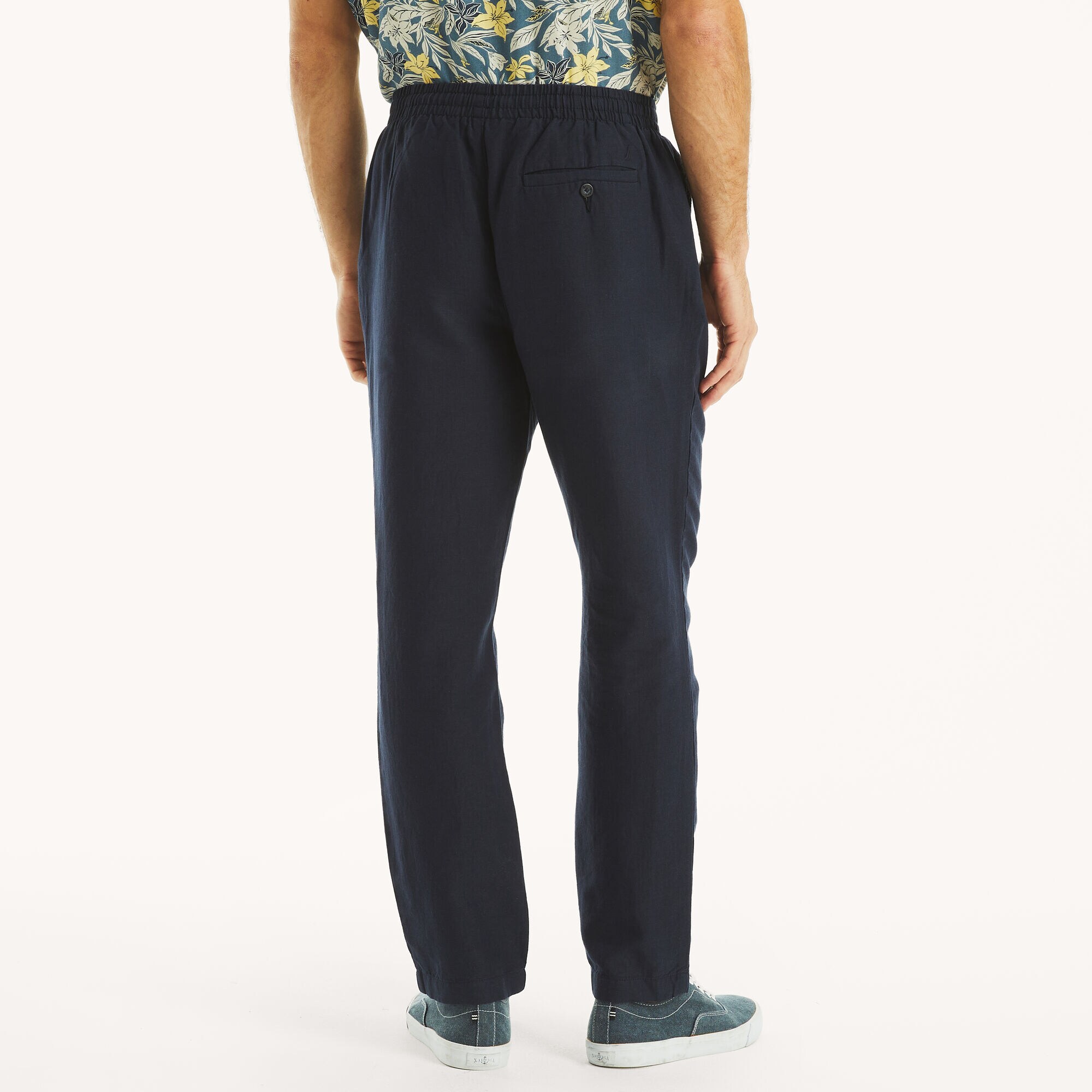 knee length dresses for ladies Nautica Mens Modern fit Dress Pants 40 / 32 Navy Blue Solid Linen