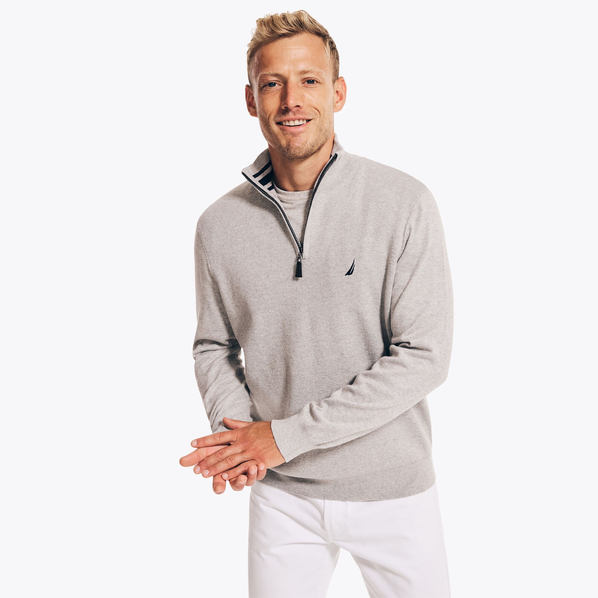 Navtech Quarter-Zip Sweater,Grey Heather,large
