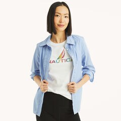 Metallic Logo Graphic T-Shirt,Bright White,large