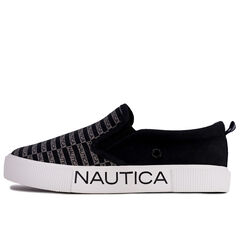BOYS' BLOCK LOGO SLIP-ON BOAT SHOE,Black,large