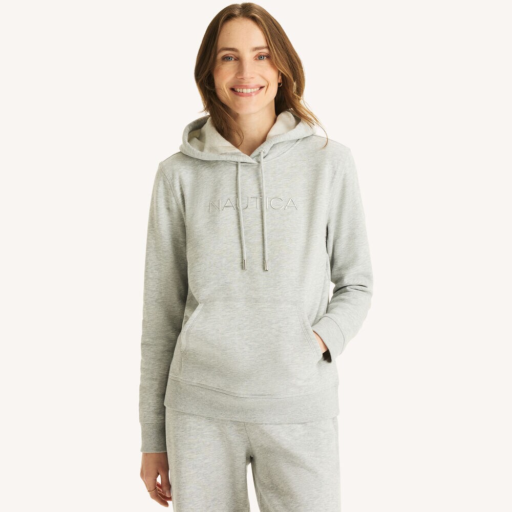 Fleece Logo Hoodie,Charcoal Heather,large