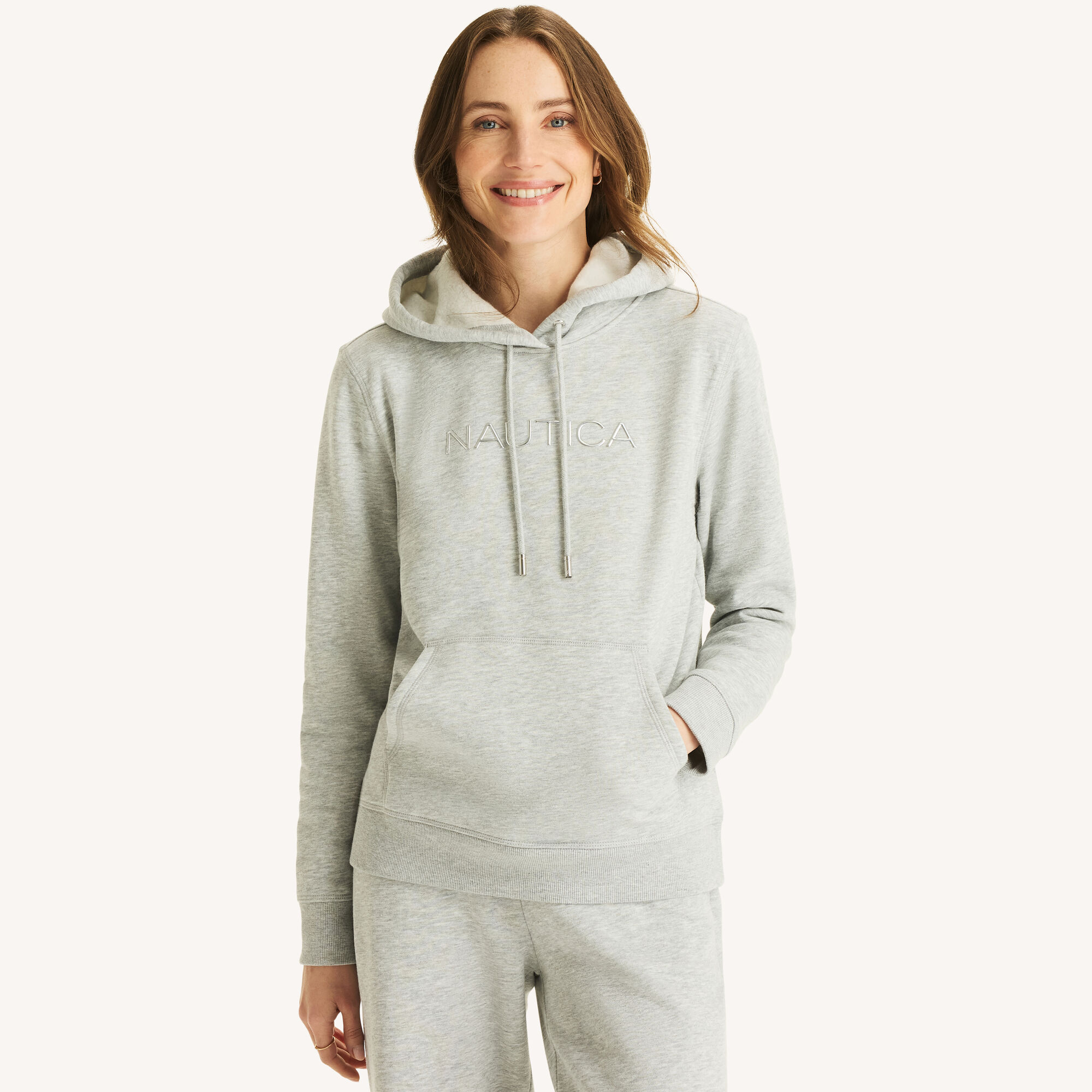 Fleece Logo Hoodie,Charcoal Heather,large