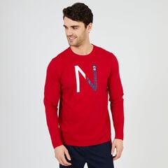 N '83 Logo Long Sleeve Sleep T-Shirt,Nautica Red,large