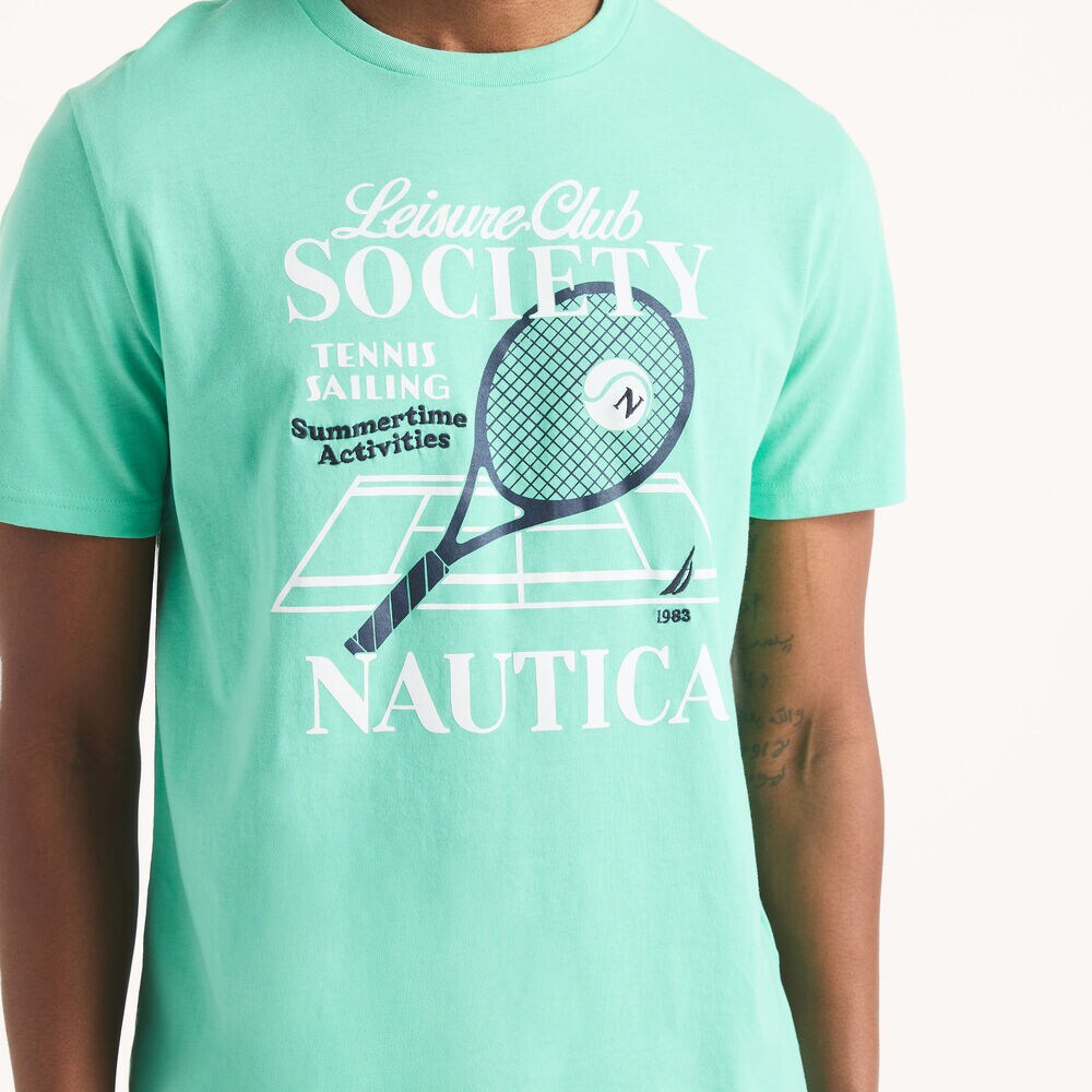 Tennis Graphic T-Shirt,Mint Spring,large